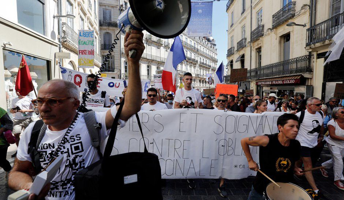 France healthcare and fire service workers protest